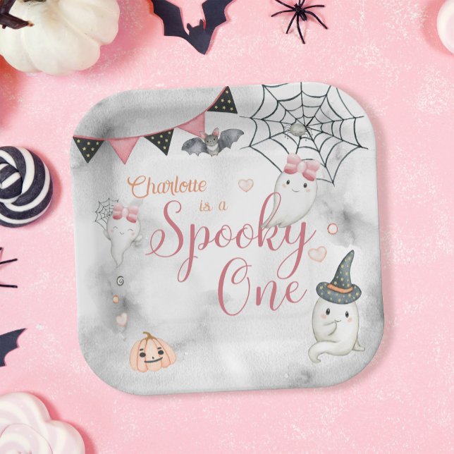 Assiettes En Carton Éffrayant une fille Halloween 1er anniversaire (Créateur téléchargé)