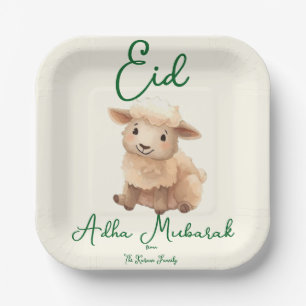 Assiettes En Carton Eid Al Adha Beige Mouton Mignon Dîner 