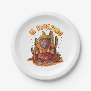 Assiettes En Carton El Squatcho Bigfoot avec Maraca, Sombrero et Ponc