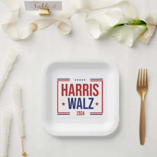 Assiettes En Carton Élection de la campagne Harris Walz