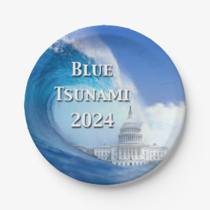 Assiettes En Carton Élection du tsunami bleu 2024