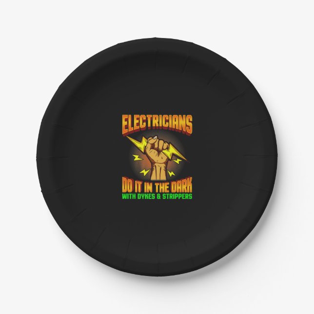 Assiettes En Carton Electricians Do it In Dark Electrician Funny (Devant)