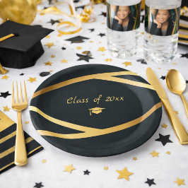 Assiettes En Carton Élégance Dorée Promotion de fin d'études
