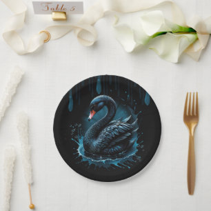 Assiettes En Carton Élégance en mouvement, le cygne noir, 