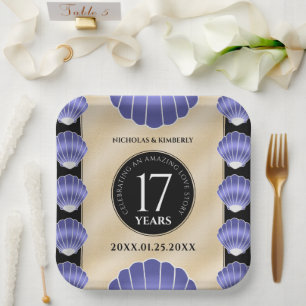Assiettes En Carton Élégant 17ème anniversaire de Mariage des obus