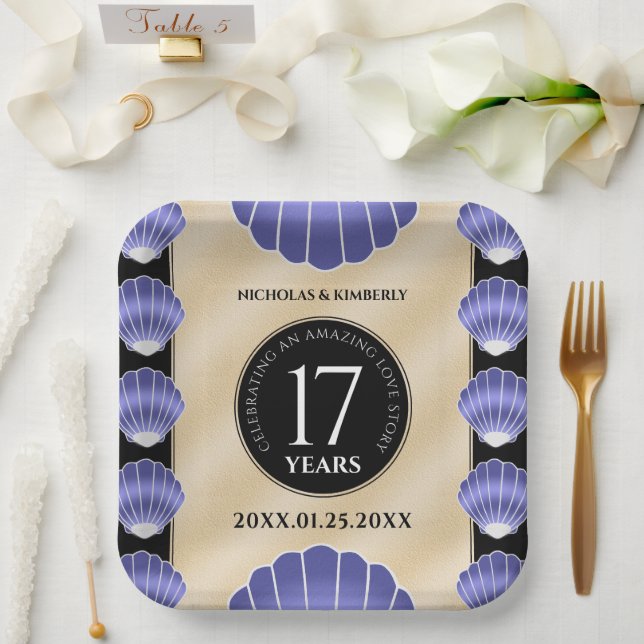 Assiettes En Carton Élégant 17ème anniversaire de Mariage des obus (Mariage)