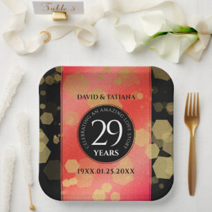 Assiettes En Carton Élégant 29e anniversaire du Mariage Garnet