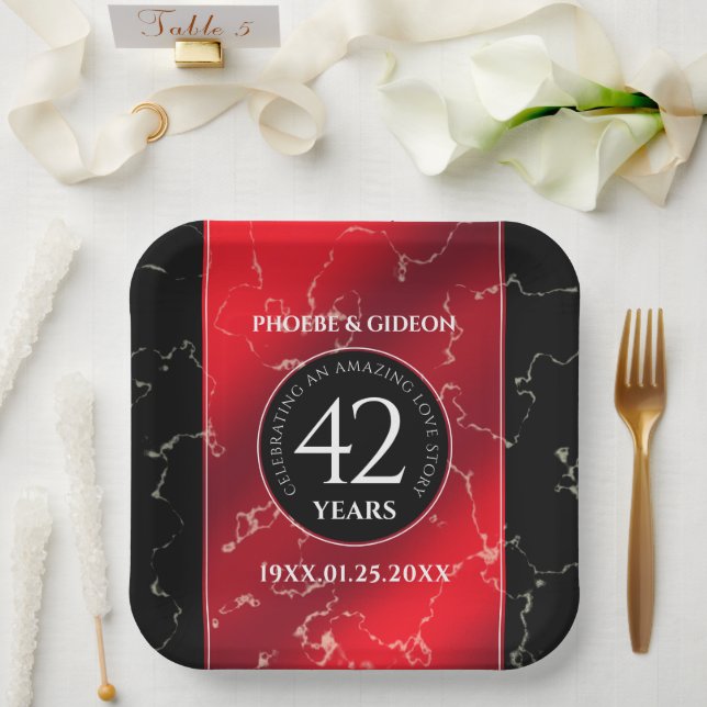 Assiettes En Carton Élégant 42e anniversaire du Mariage Jasper (Mariage)