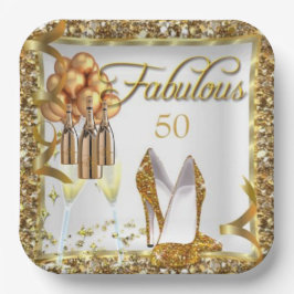 Assiettes En Carton Élégant 50e anniversaire