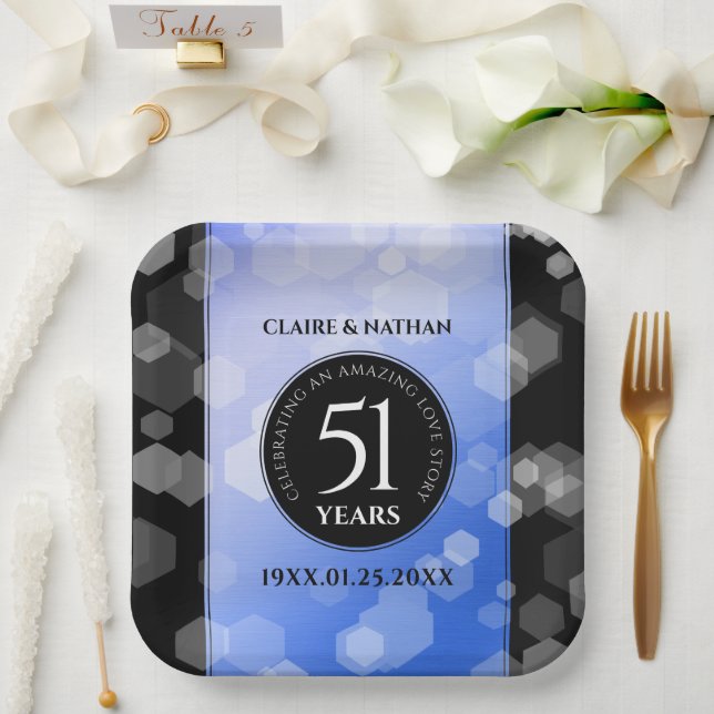 Assiettes En Carton Élégant 51e anniversaire de Mariage Sapphire (Mariage)