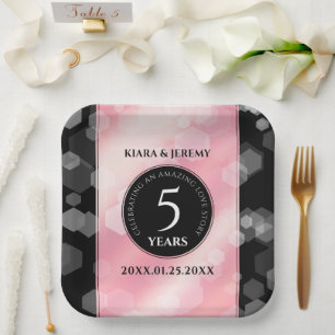 Assiettes En Carton Élégant 5ème anniversaire Mariage de quartz Rose