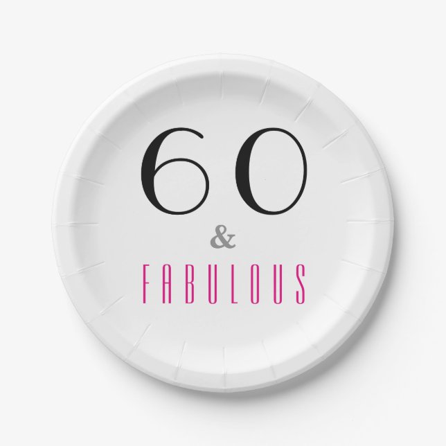 Assiettes En Carton Élégant 60 et Fabuleux 60e anniversaire fête (Devant)