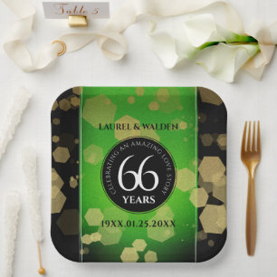 Assiettes En Carton Élégant 66ème anniversaire de Mariage Titanite