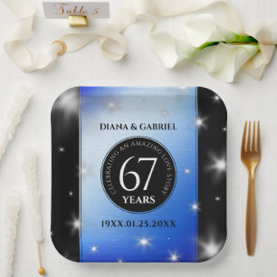 Assiettes En Carton Élégant 67e anniversaire Mariage de Star Sapphire