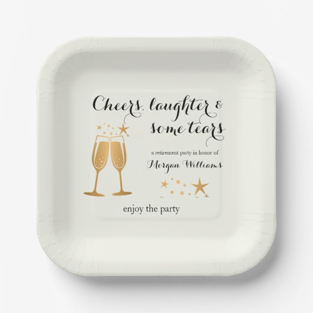 Assiettes En Carton Elégant Amusant Joue Rire Larmes Retraite (Recto)
