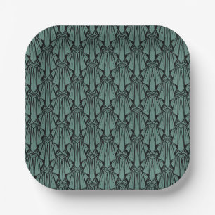 Assiettes En Carton Élégant art sombre déco éléments géométriques abst