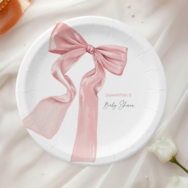 Assiettes En Carton Élégant Baby shower coquette de la cou rose (Créateur téléchargé)