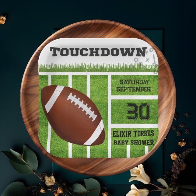 Assiettes En Carton Élégant Baby shower de football tactile (Créateur téléchargé)