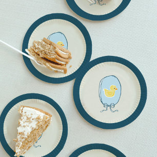 Assiettes En Carton Élégant Baby shower en caoutchouc bleu Turquoise