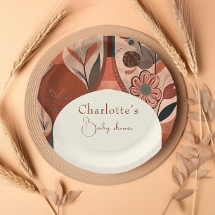 Assiettes En Carton Élégant baby shower en terre cuite