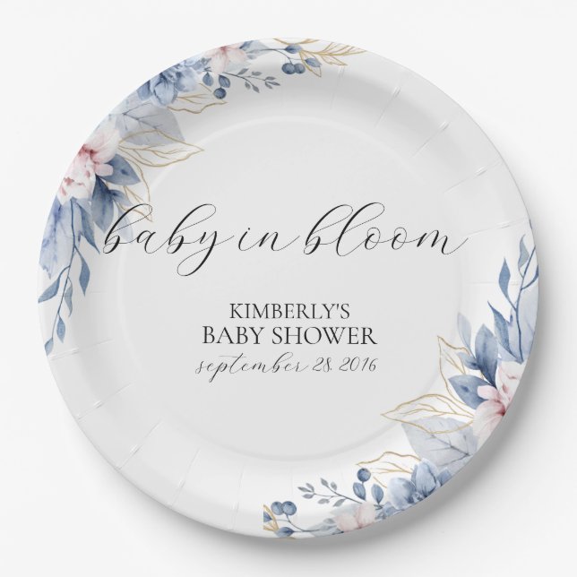 Assiettes En Carton Elegant baby shower Fleur sauvage Boho (Devant)