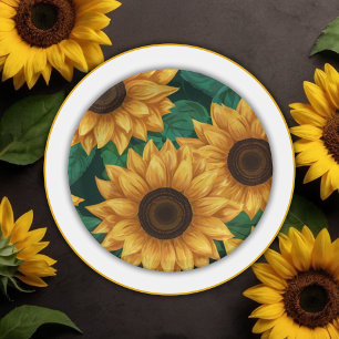 Assiettes En Carton Elégant Baby shower moderne "Notre Petit Tournesol
