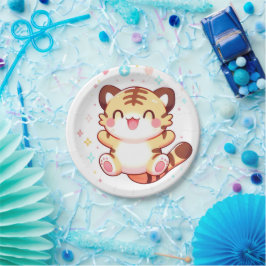 Assiettes En Carton Élégant Baby shower tigre