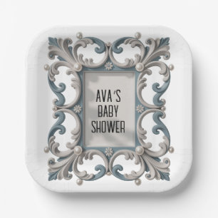Assiettes En Carton Elégant baroque Baby Boy Douche
