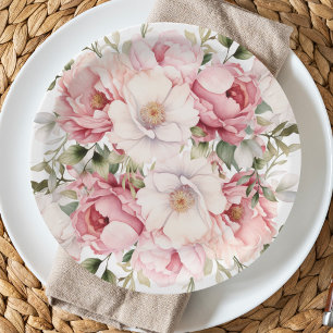 Assiettes En Carton Élégant Bébé Floral Rose En Fleur Baby shower Fill