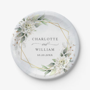 Assiettes En Carton Elégant bleu bleu bleu floral Mariage