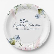 Elégant bleu bleu rose personnalisé 85e anniversai