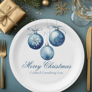 Assiettes En Carton Elégant Bleu Ornements de Noël Société Fête