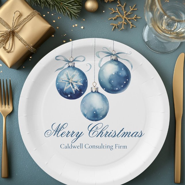 Assiettes En Carton Elégant Bleu Ornements de Noël Société Fête (Créateur téléchargé)