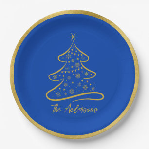 Assiettes En Carton Elégant Boeing Blue Gold sapin de Noël