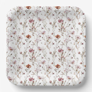 Assiettes En Carton Élégant Boho fleur sauvage