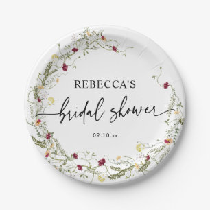 Assiettes En Carton Elegant Boho Fleur sauvage Fête des mariées