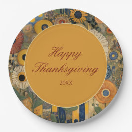 Assiettes En Carton Elégant Boho Floral Thanksgiving