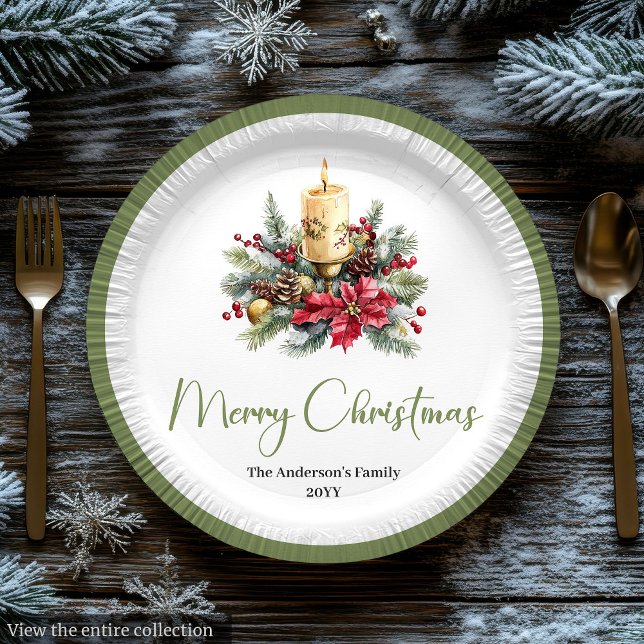 Assiettes En Carton Elegant Boho Neutral Colors Christmas Wreath Plate (Elegant Boho Neutral Colors Christmas Wreath Plates)