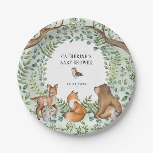 Assiettes En Carton Élégant Bois Forêt Animaux Baby shower Faveurs