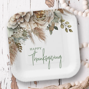 Assiettes En Carton Elégant Bon thanksgiving Floral Boho