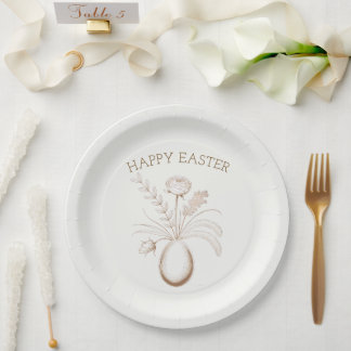 Assiettes En Carton Elegant Botanical Easter Brunch Paper Plates