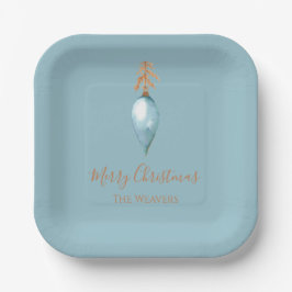 Assiettes En Carton Elégant Botanique Bleu Aquarelle personnalisée Noë