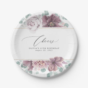 Assiettes En Carton Élégant botanique floral mauve