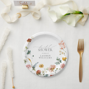 Assiettes En Carton Élégant bouquet d'aquarelle pour la fête prénuptia