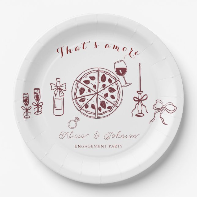 Assiettes En Carton Élégant, c'est l'amore fête de fiançailles (Devant)