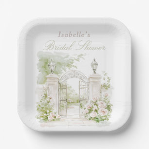 Assiettes En Carton Elégant Château Français Pastel Jardin Marial