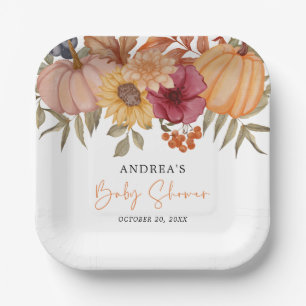 Assiettes En Carton Élégant Citrouille Automne Automne Baby shower Fle