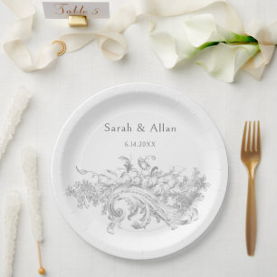 Assiettes En Carton Élégant classique Rococo Floral