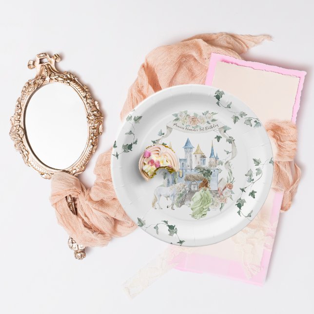Assiettes En Carton Élégant conte de fées | Princesse Anniversaire (Créateur téléchargé)