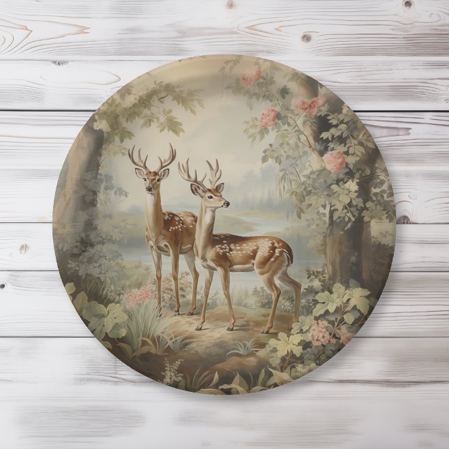Assiettes En Carton Élégant Deer Antique Woodland Wildlife (Créateur téléchargé)